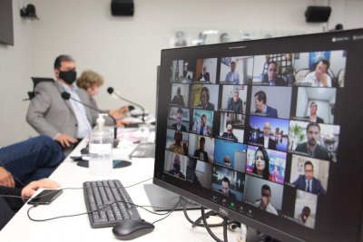 Vereadores durante sesso virtual da Cmara Municipal (Foto: Divulgao - CMCG)