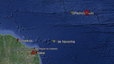 Terremoto atinge o Atlntico; estrela aponta o epicentro Imagem: Divulgao