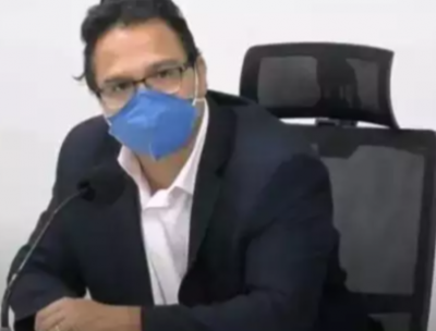 Pedrossian durante audincia na Cmara de Vereadores nesta segunda-feira. (Foto: Reproduo de vdeo)