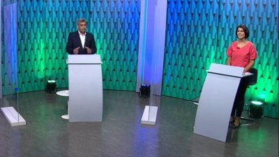 Sebastio Melo (MDB) e Manuela D'vila participaram de debate da RBS TV Imagem: Reproduo/RBS TV