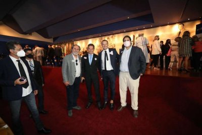 O presidente municipal do PSD de Campo Grande, Antnio Carlos Lacerda, o prefeito de Campo Grande, Marquinhos Trad, o vice-presidente municipal do PSD de Campo Grande, Robison Gatti e o vereador de Corumb Chico Vianna (PSD).